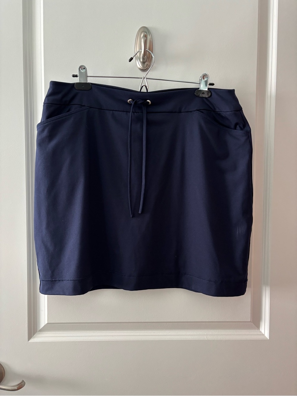 Chico's Navy Drawstring A-Line Skirt with Pockets